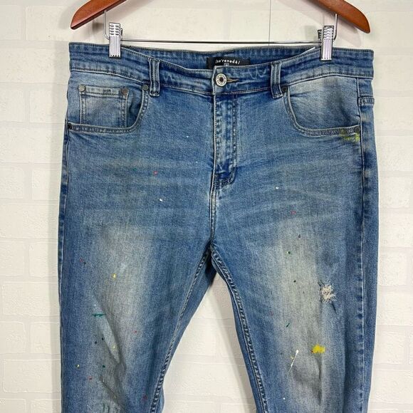 Serenade men’s Jeans size 36 skinny jeans paint splatter - Picture 2 of 16